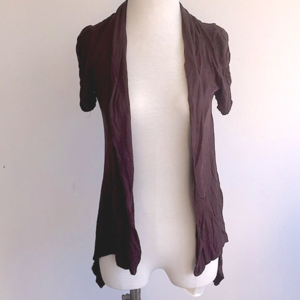 Brown Short Sleeve Cardigan